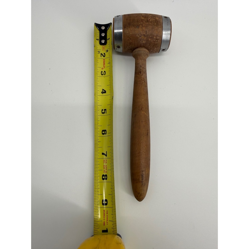 Vintage Wooden Mallet Gavel 8.5‎ Inch Wood Metal Primitive Rustic Decor - Picture 6 of 10